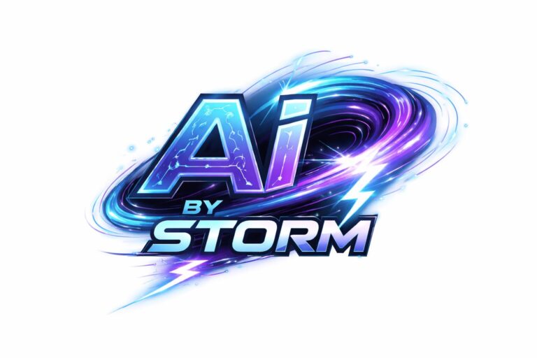 AI logo blue white background 768x512